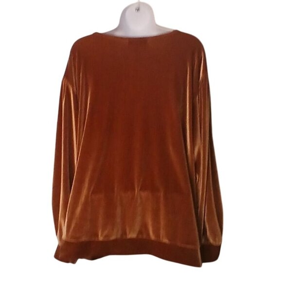 Ellos Womens Velvet Tunic Size 1X Brown Oversized Scoop Neck Soft Silky - Picture 3 of 5